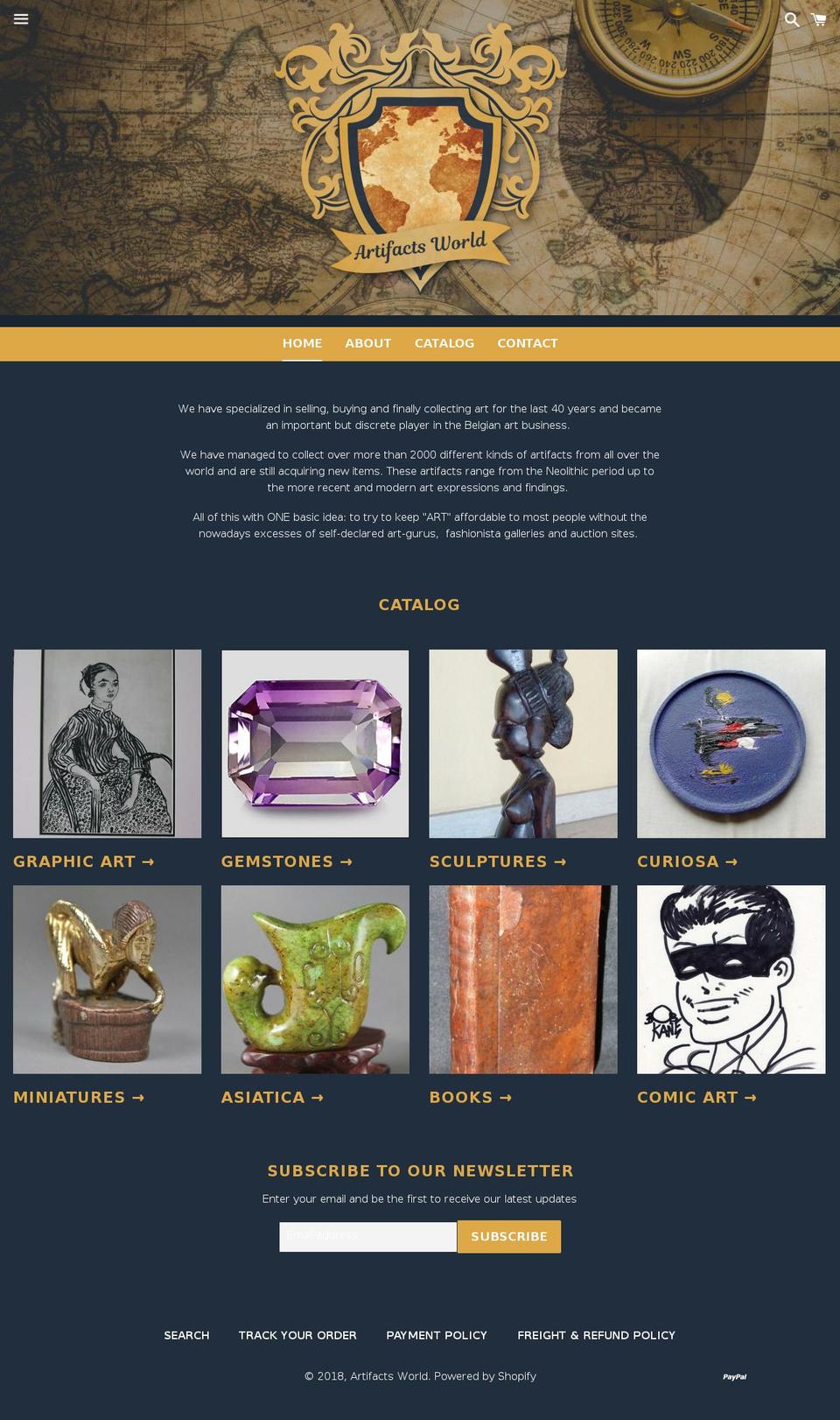 artifacts-world.net shopify website screenshot