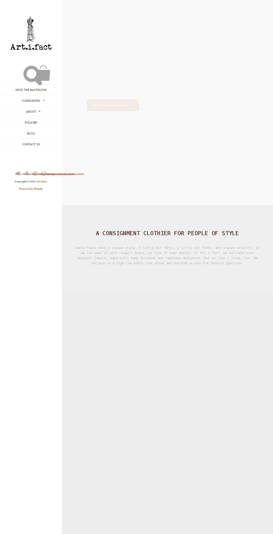 artifactsantafe.com shopify website screenshot