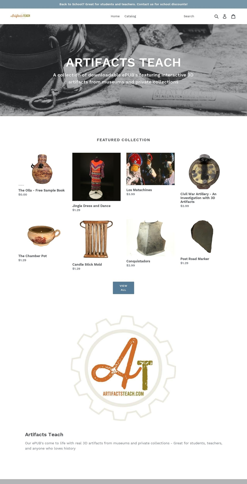 artifactsteach.com shopify website screenshot