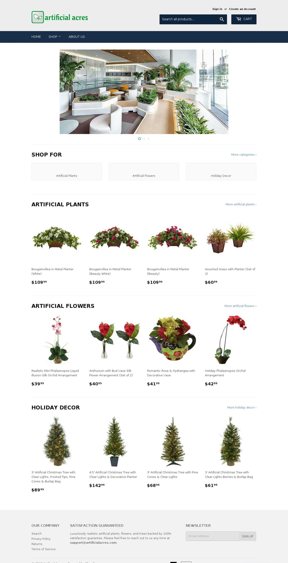 artificialacres.com — Shopify storefront screenshot