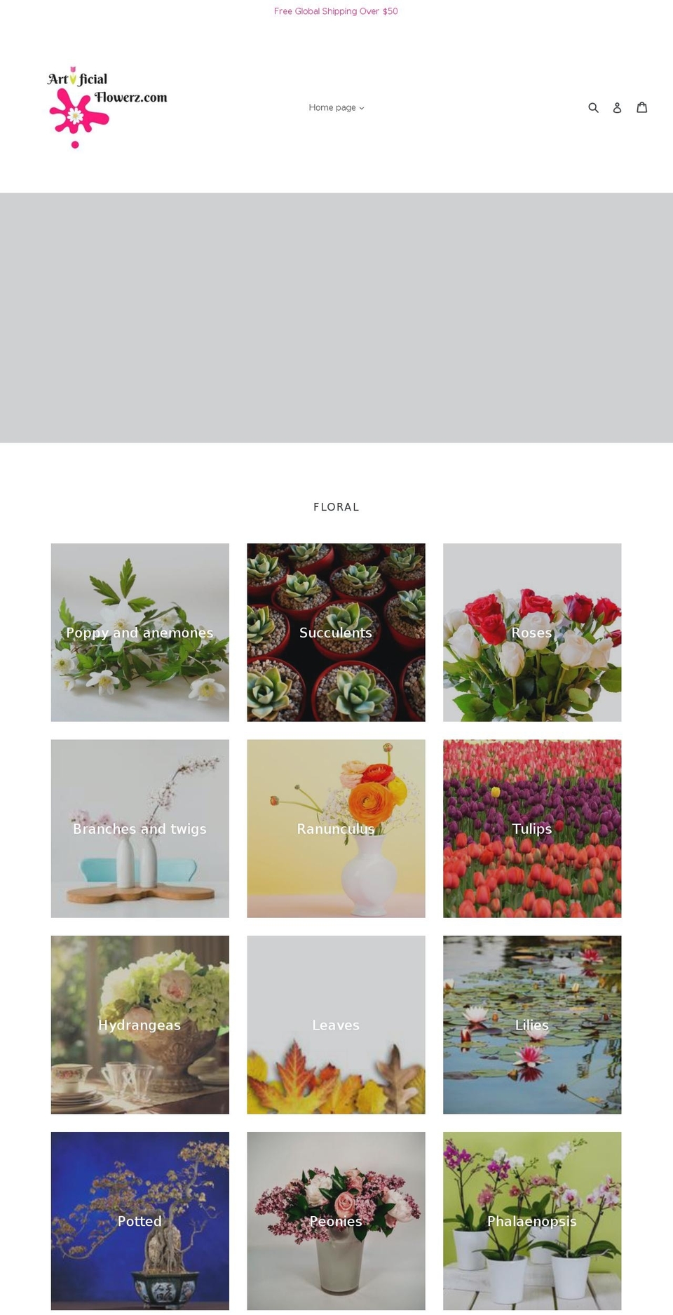 artificialflowerz.com — Shopify storefront screenshot