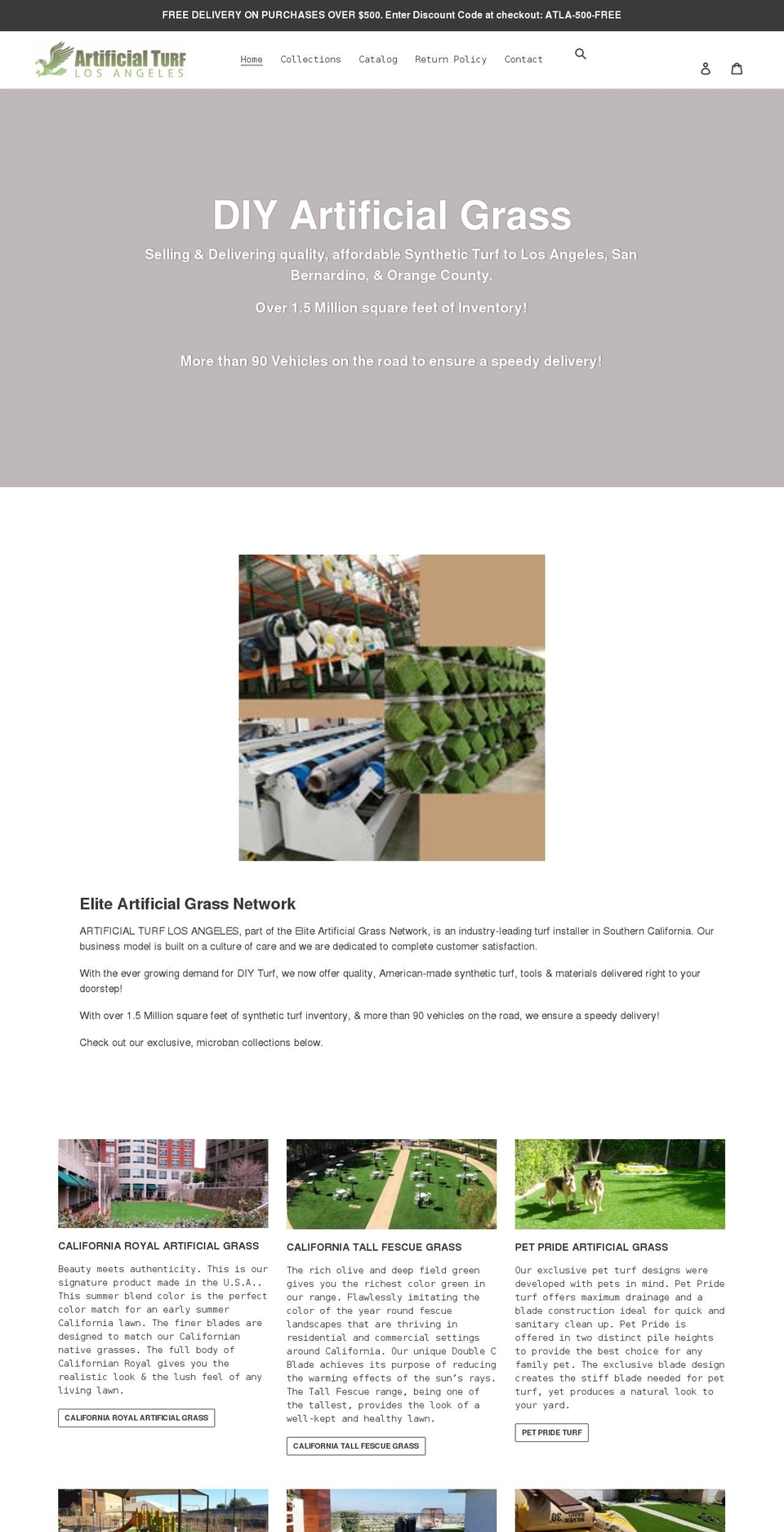 artificialturflosangeles.com shopify website screenshot