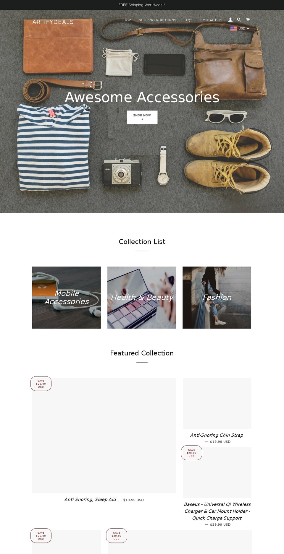 artifydeals.com — Shopify storefront screenshot