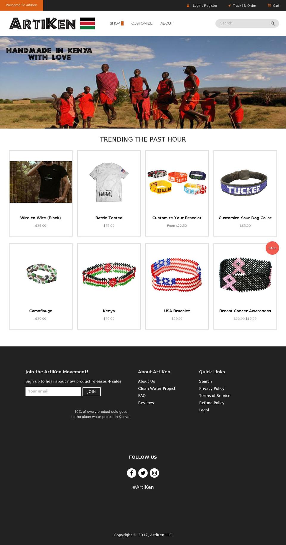 artiken.com shopify website screenshot