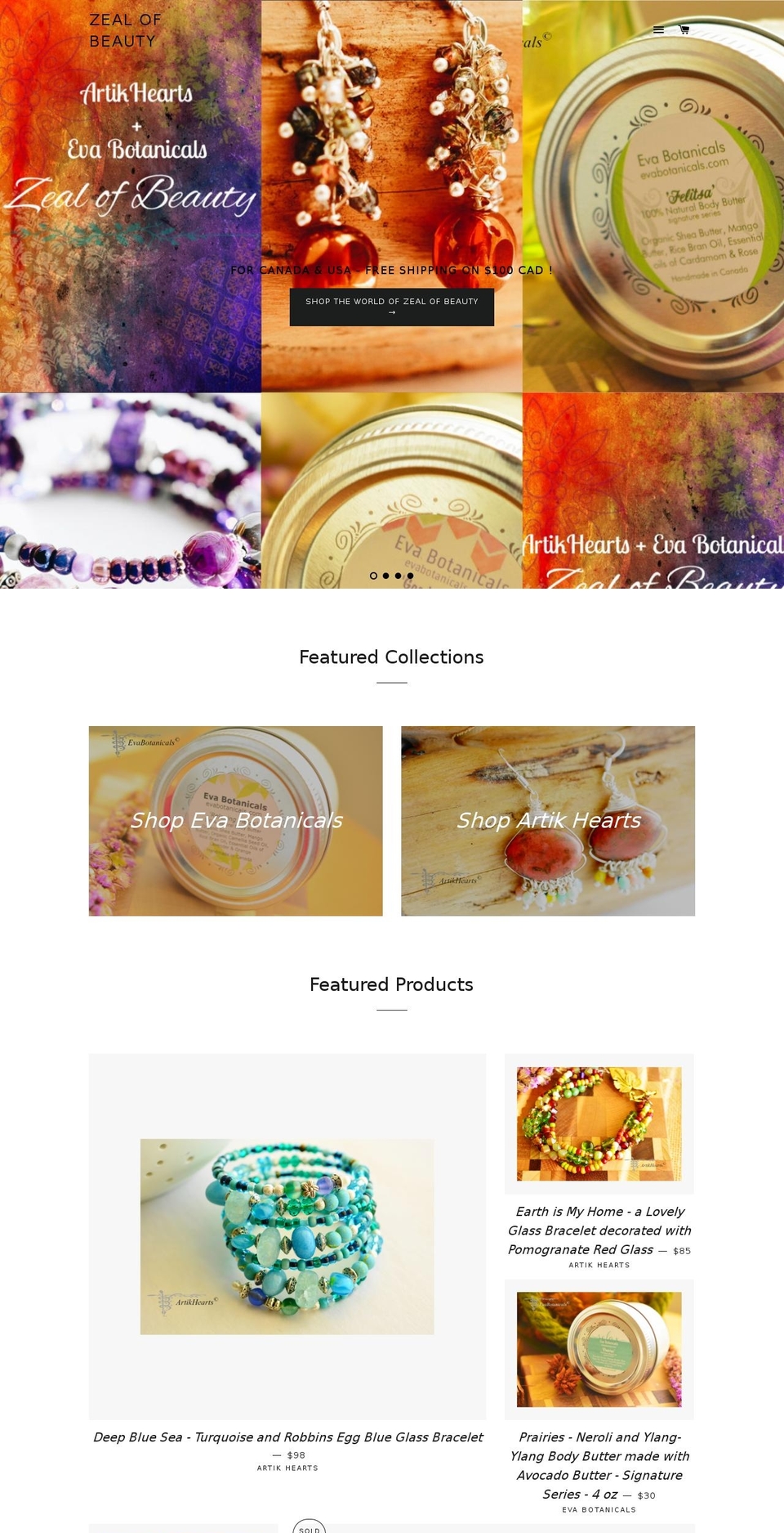 artikhearts.com shopify website screenshot