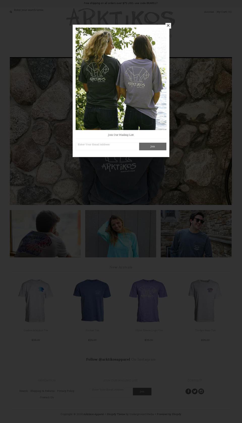 artikosapparrel.com — Shopify storefront screenshot