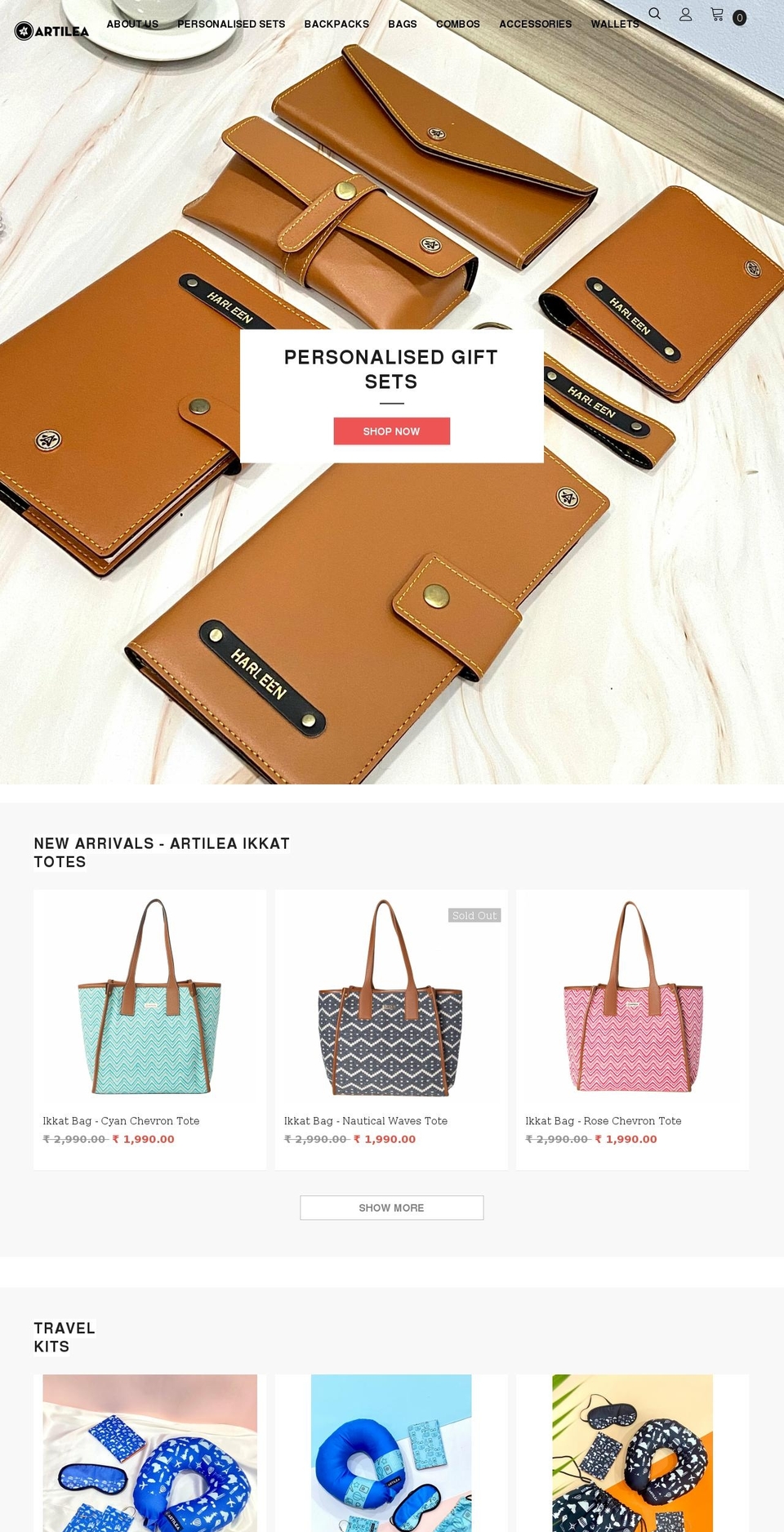 artilea.in shopify website screenshot