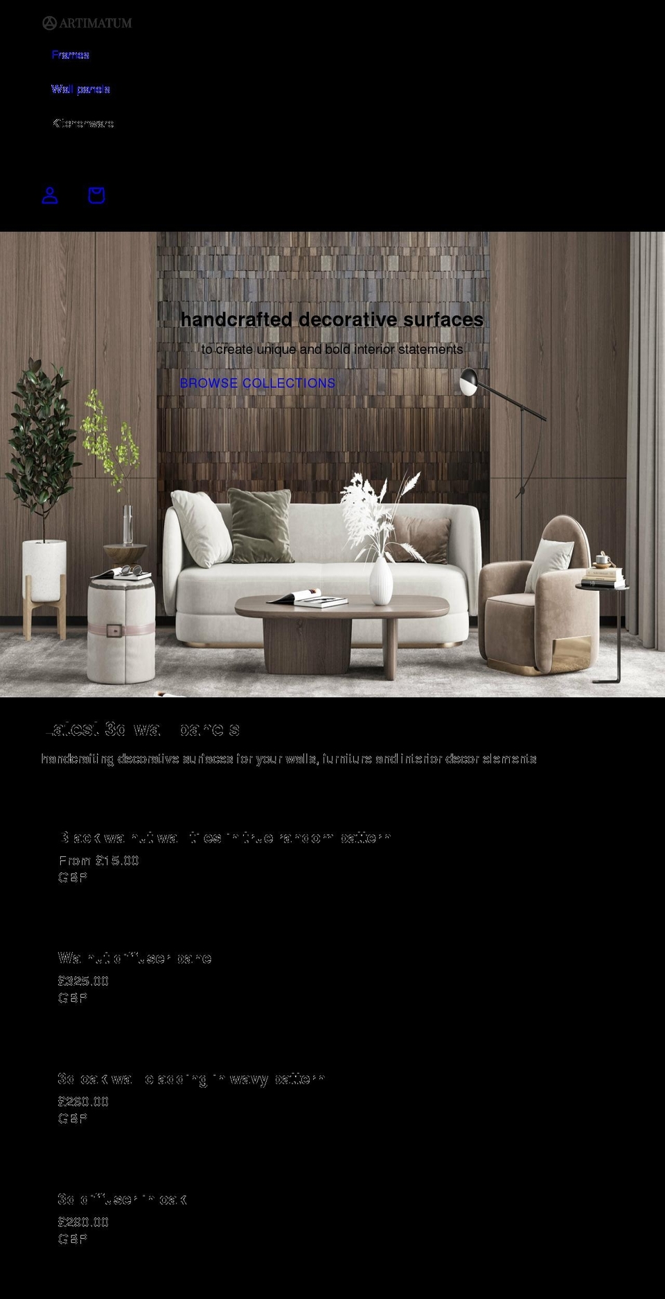 artimatum.com shopify website screenshot