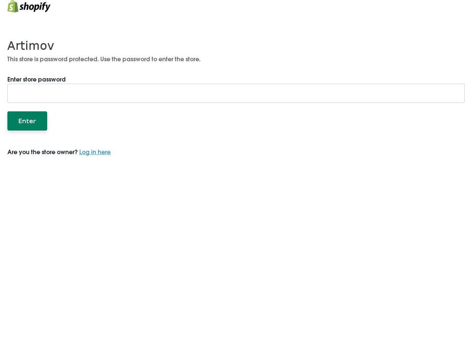 artimov.com — Shopify storefront screenshot