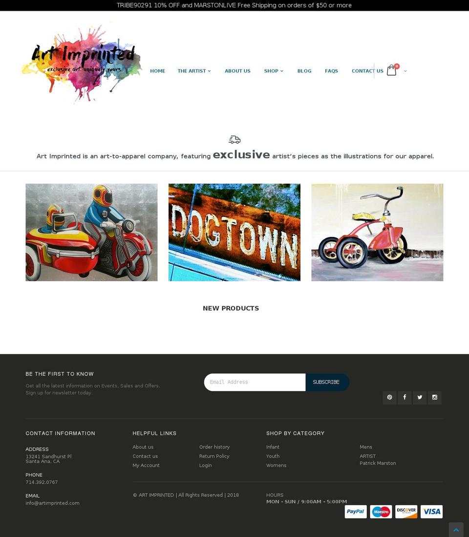 artimprinted.com — Shopify storefront screenshot