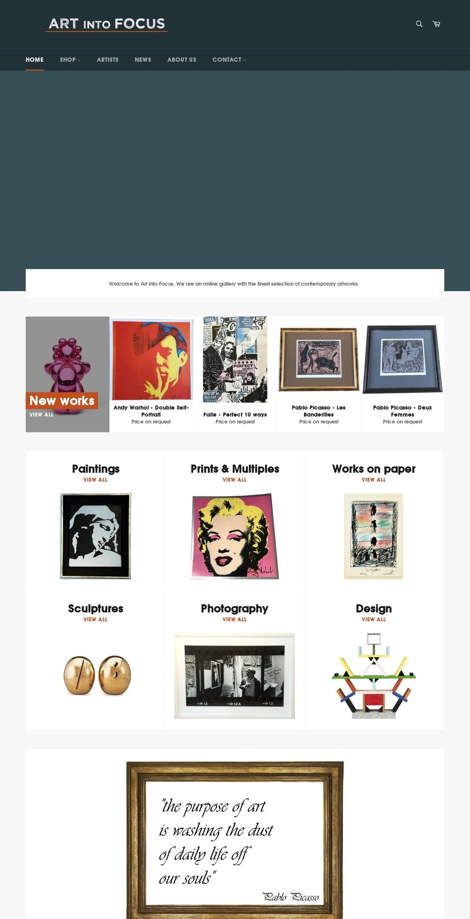 artintofocus.com — Shopify storefront screenshot