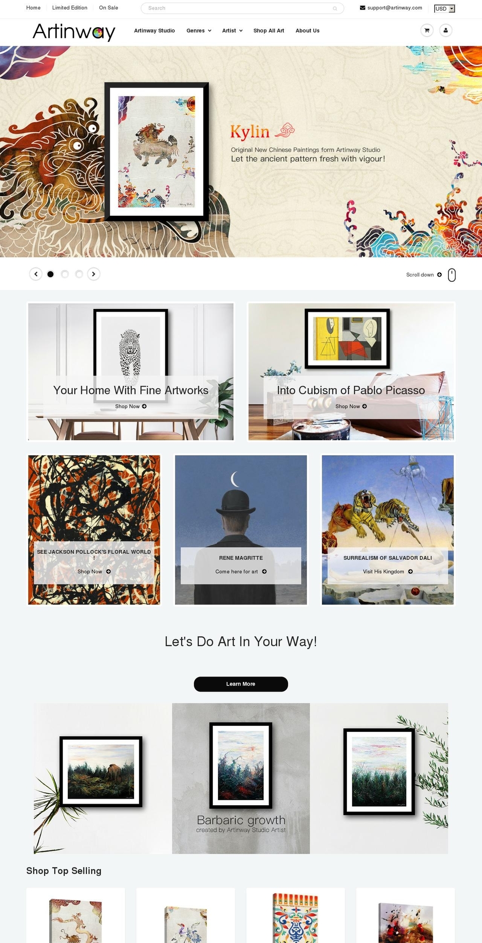 artinway.com shopify website screenshot