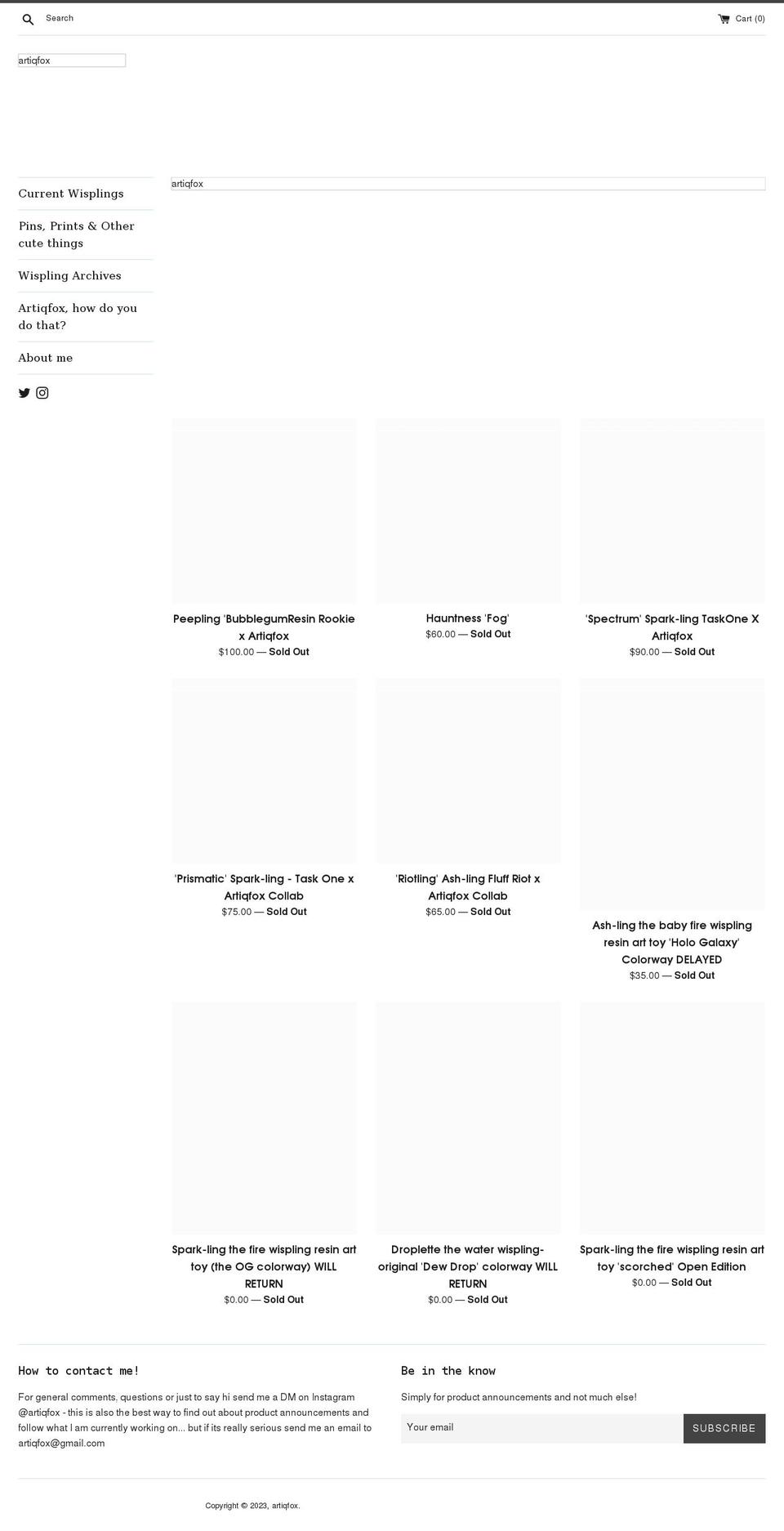 artiqfox.com shopify website screenshot