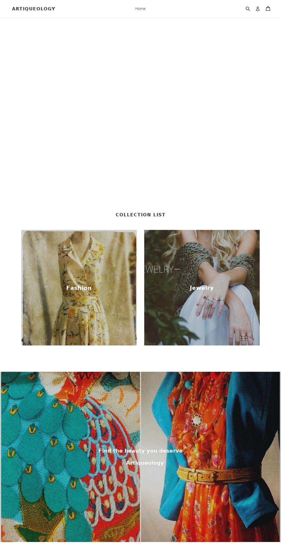 artiqueology.com shopify website screenshot
