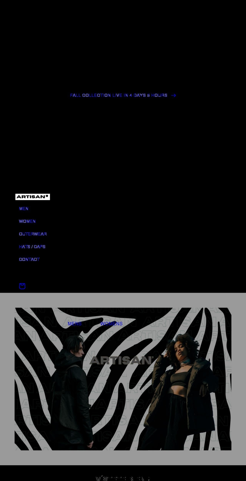 artisan.clothing shopify website screenshot