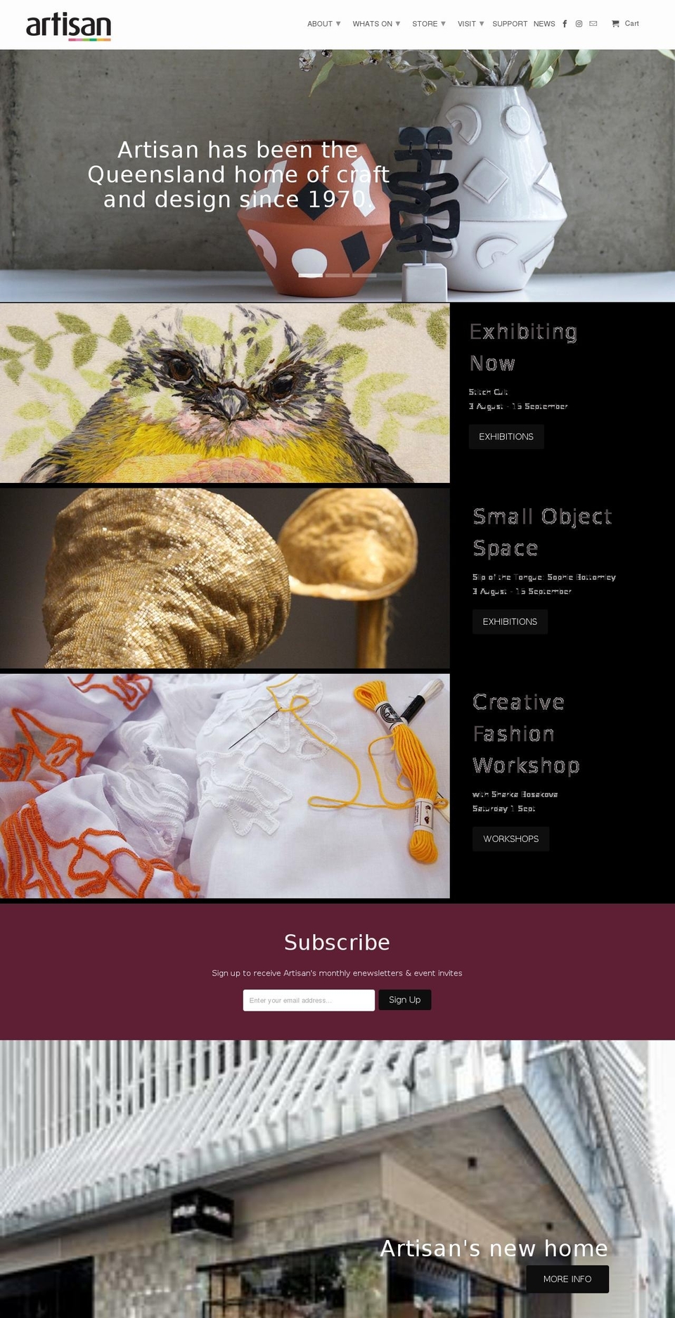 artisan.org.au shopify website screenshot