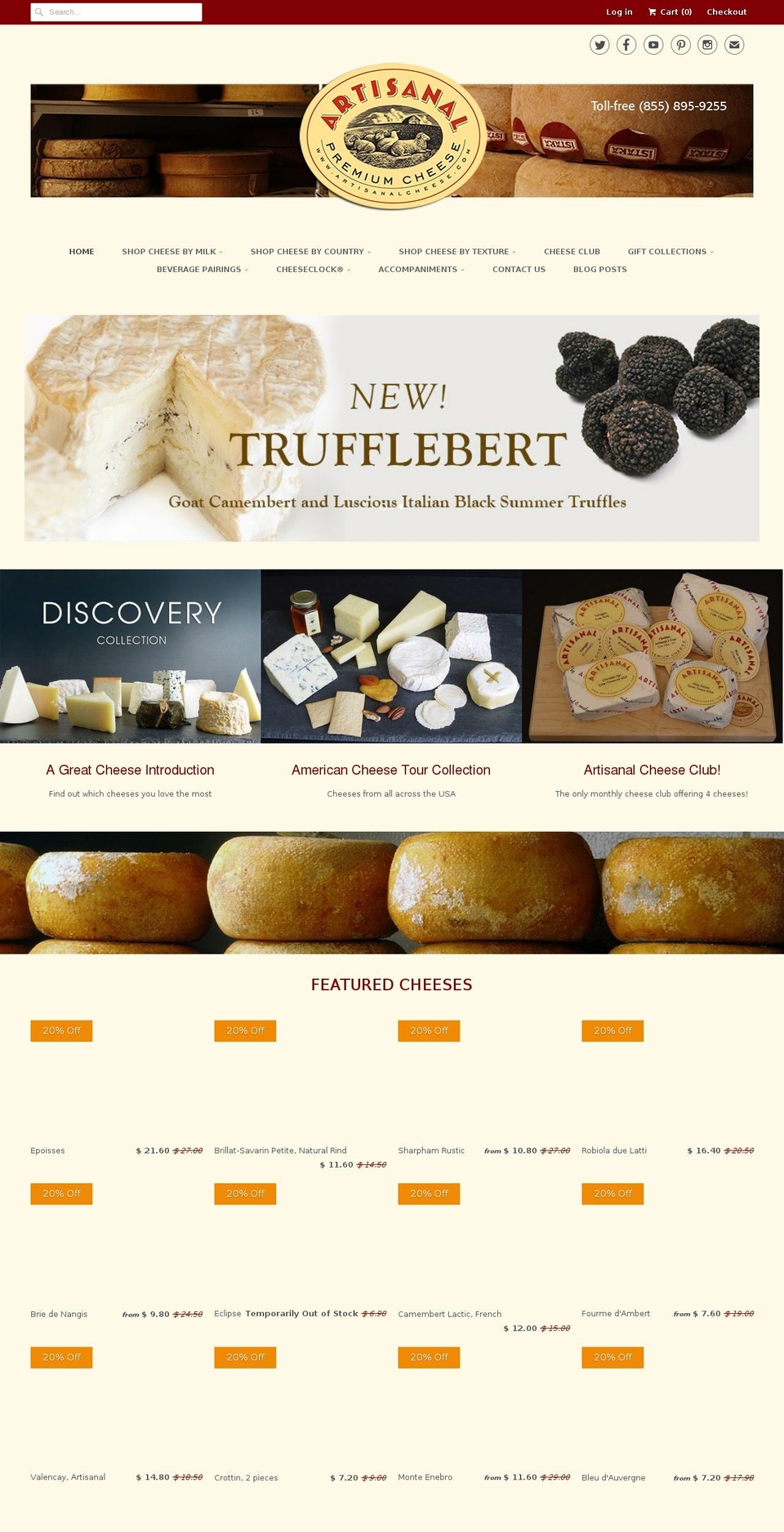 artisanalcheese.com shopify website screenshot