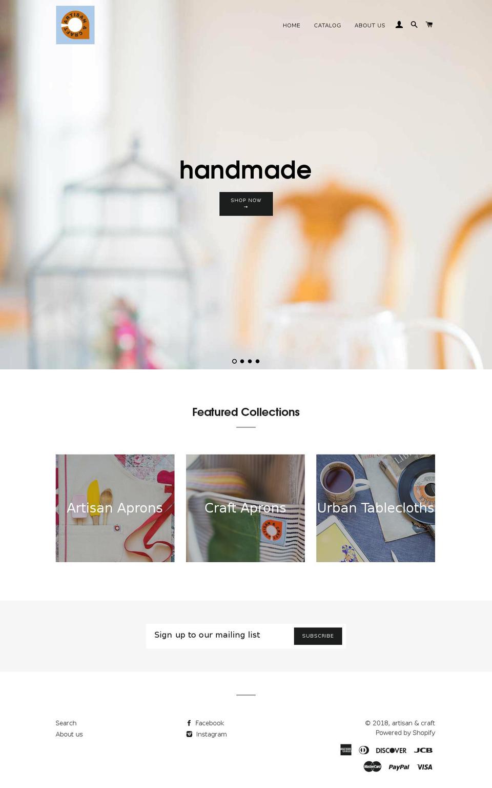 artisanandcraftaprons.com — Shopify storefront screenshot