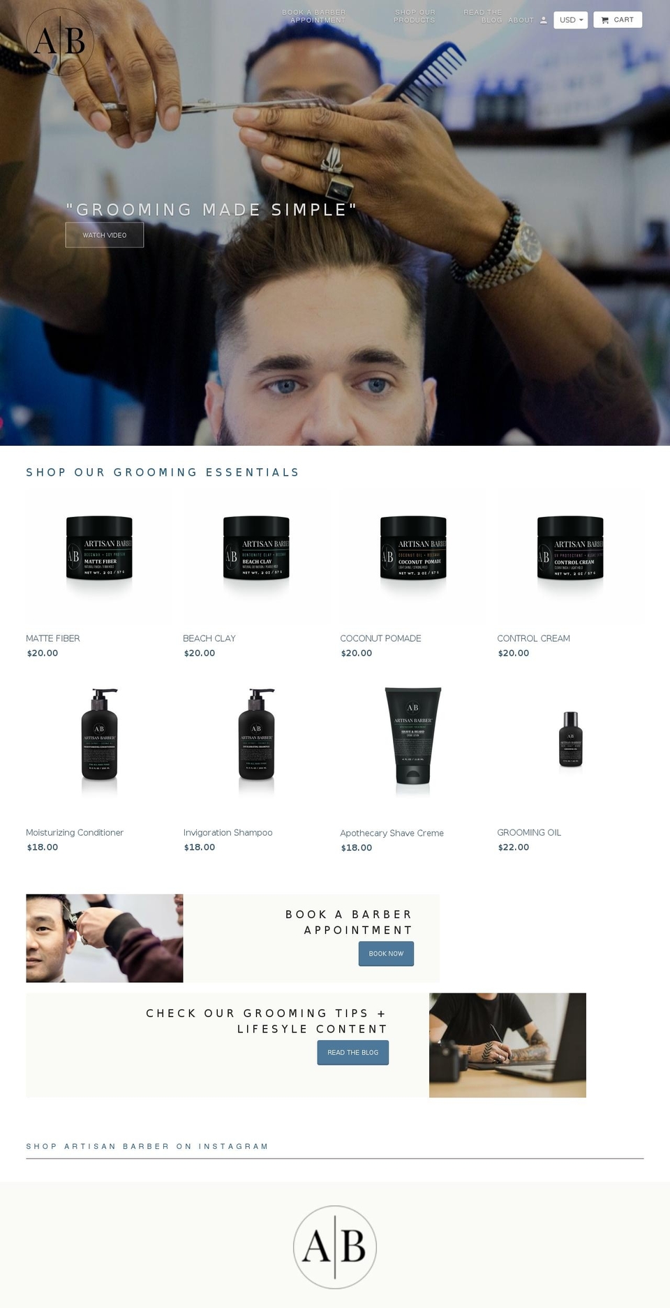 artisanbarber.com — Shopify storefront screenshot