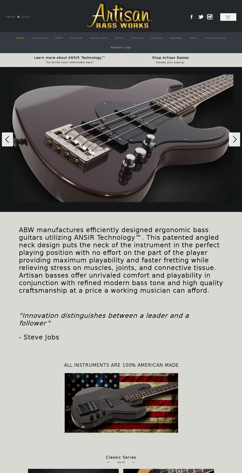 artisanbassworksstore.com shopify website screenshot