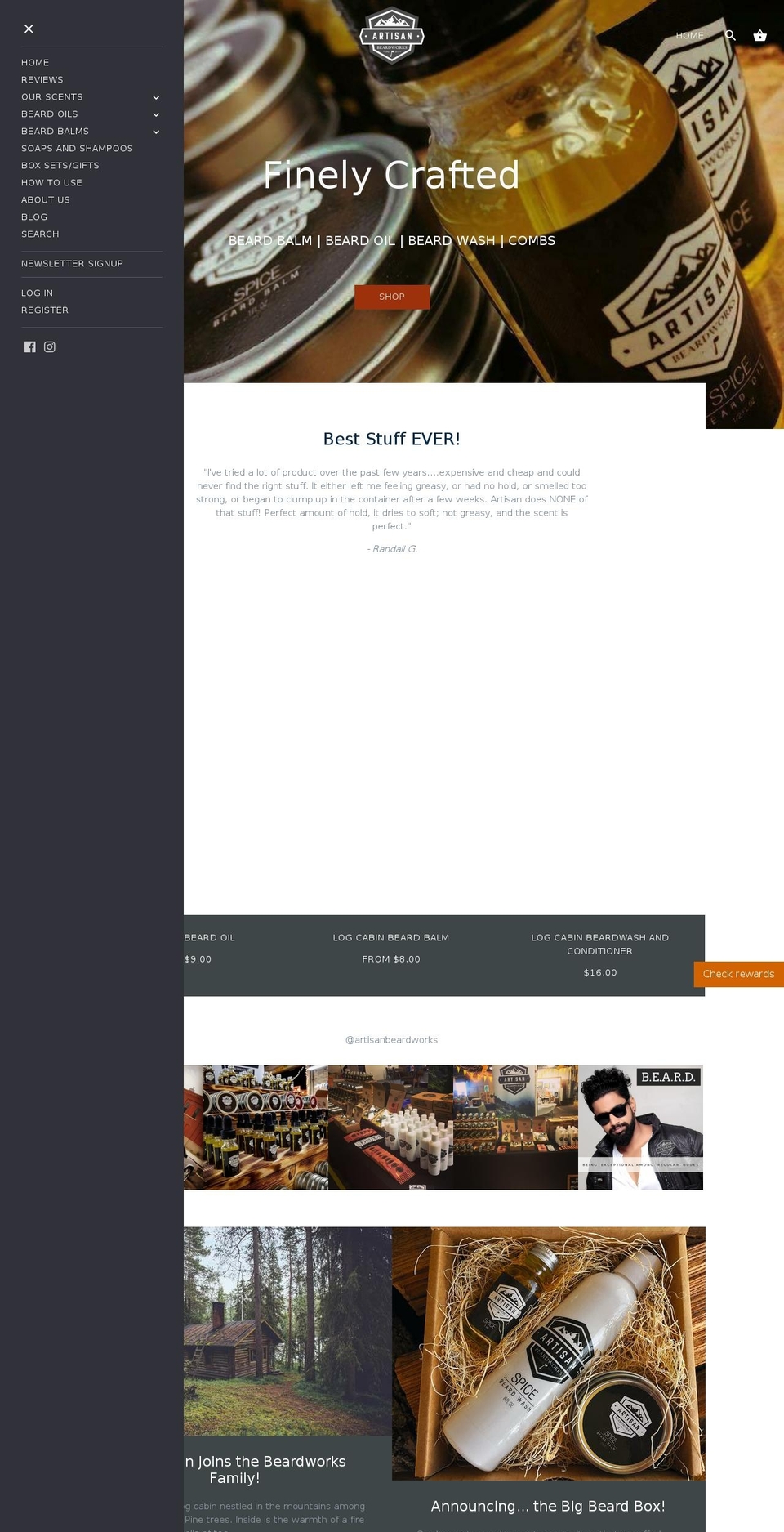 artisanbeardworks.com shopify website screenshot