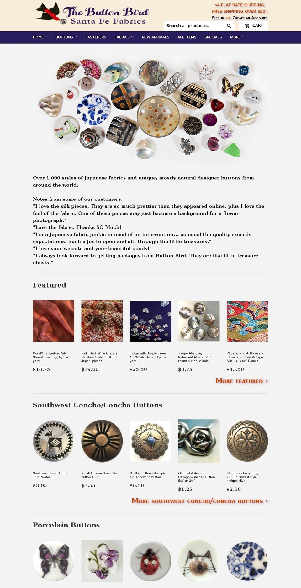 artisanbuttons.com — Shopify storefront screenshot