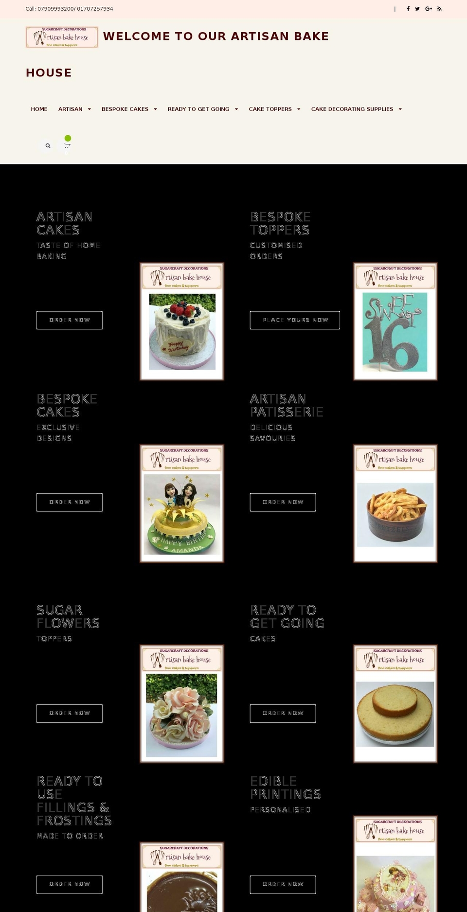 artisancakehouse.com — Shopify storefront screenshot