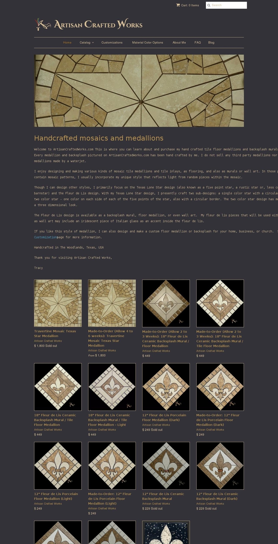 artisancraftedworks.com shopify website screenshot