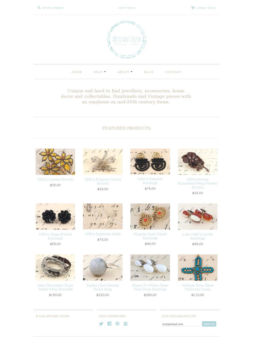 artisancrush.com shopify website screenshot