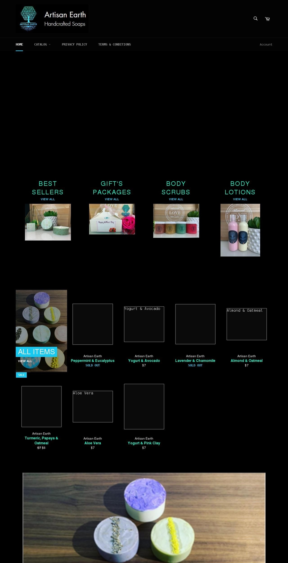 artisanearthsoaps.com shopify website screenshot