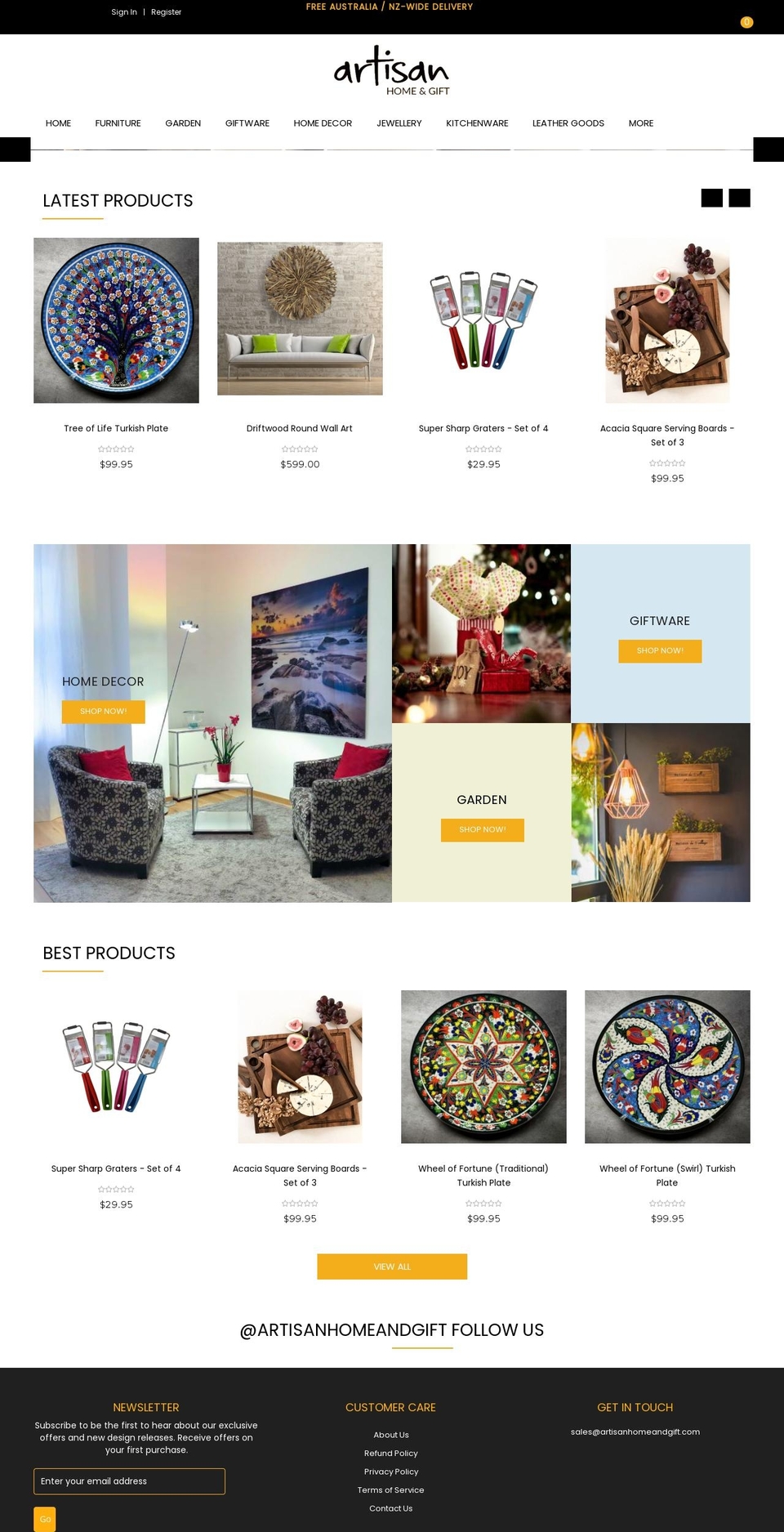 Journey Casual Shopify theme site example artisanhomeandgift.com