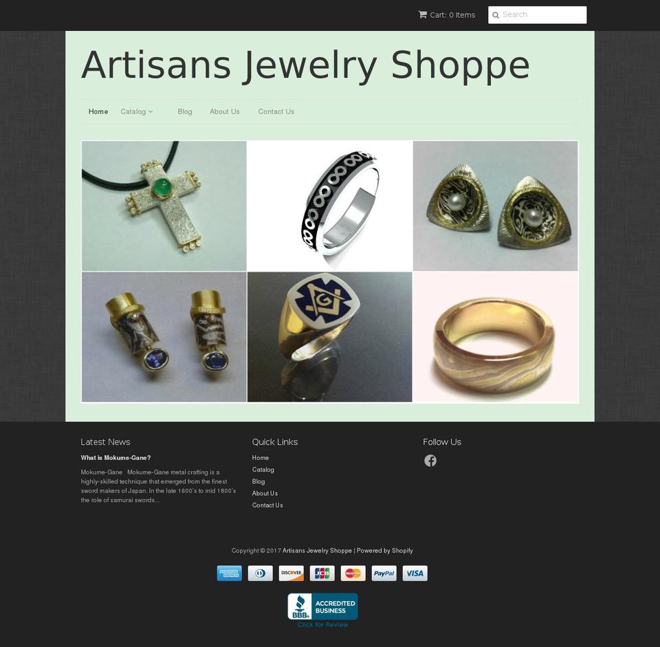 artisanjewelryshoppe.com shopify website screenshot