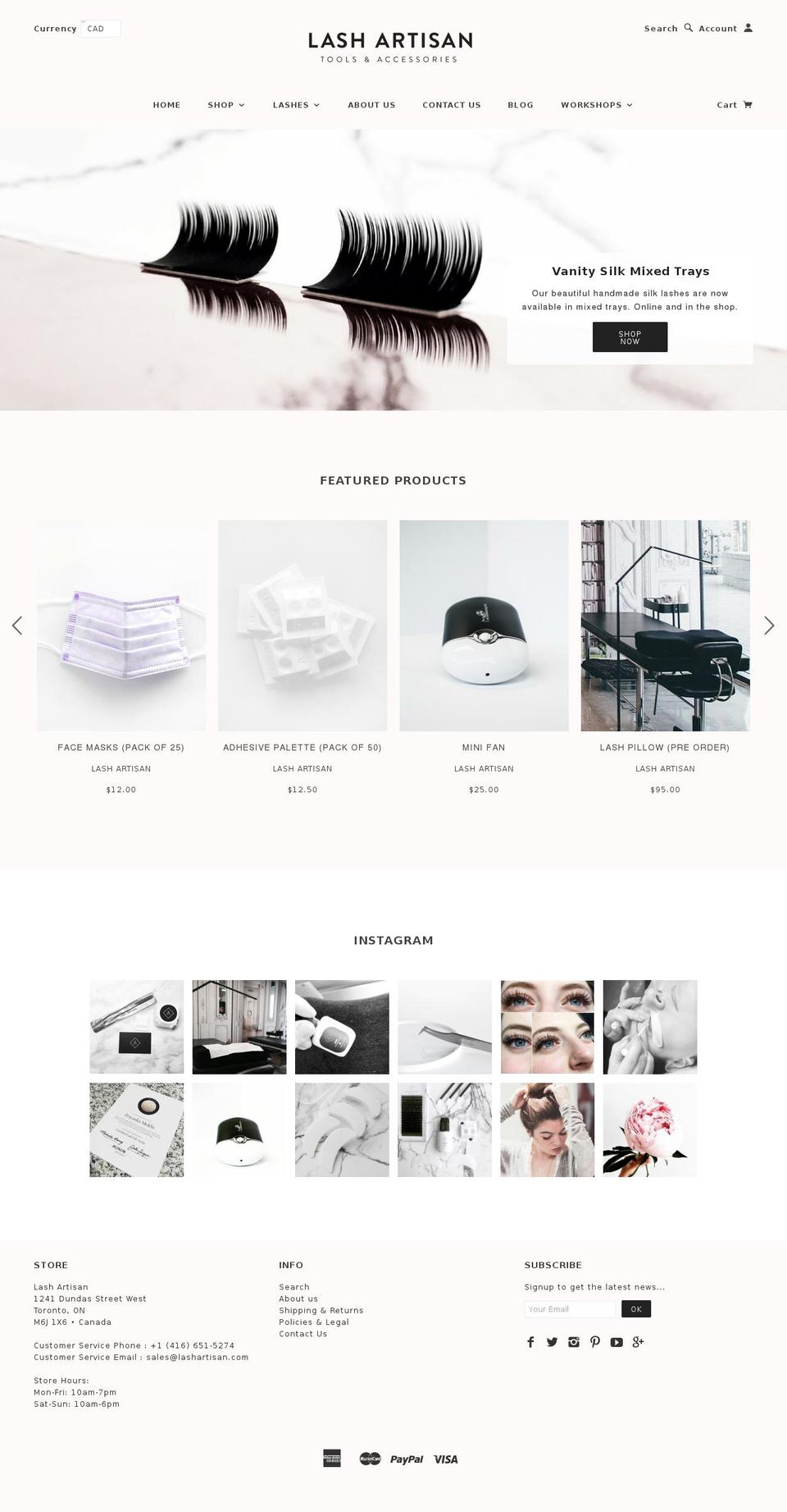 artisanlashshop.com shopify website screenshot