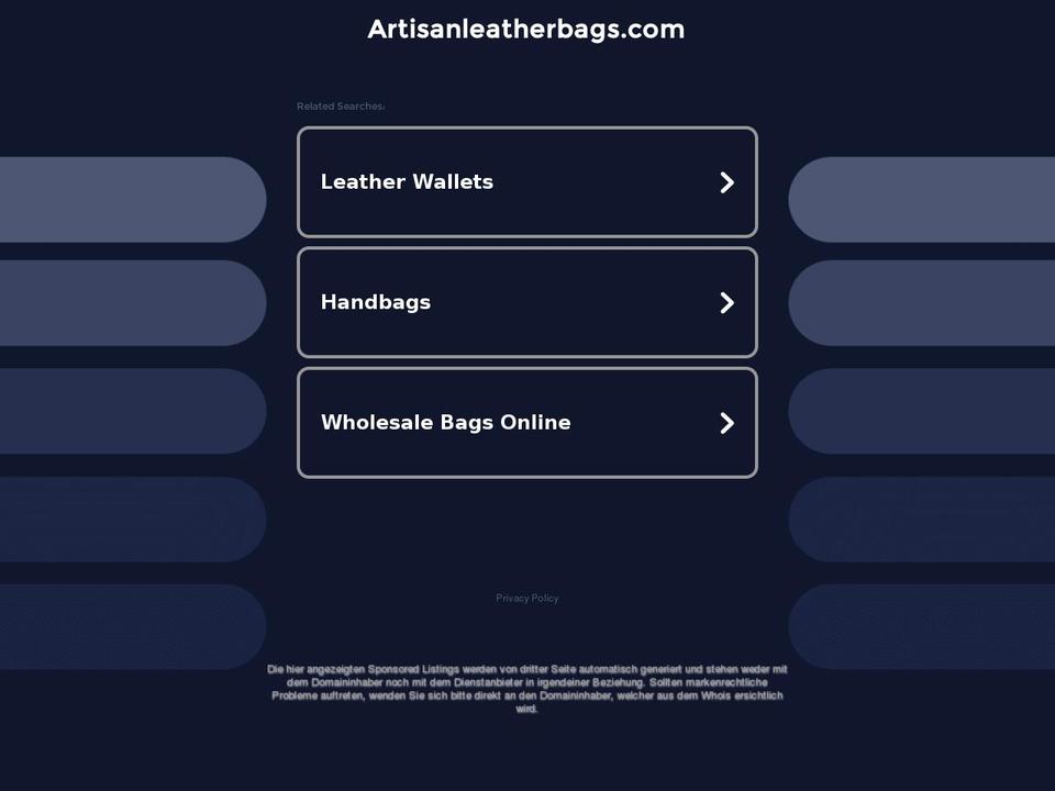 artisanleatherbags.com — Shopify storefront screenshot