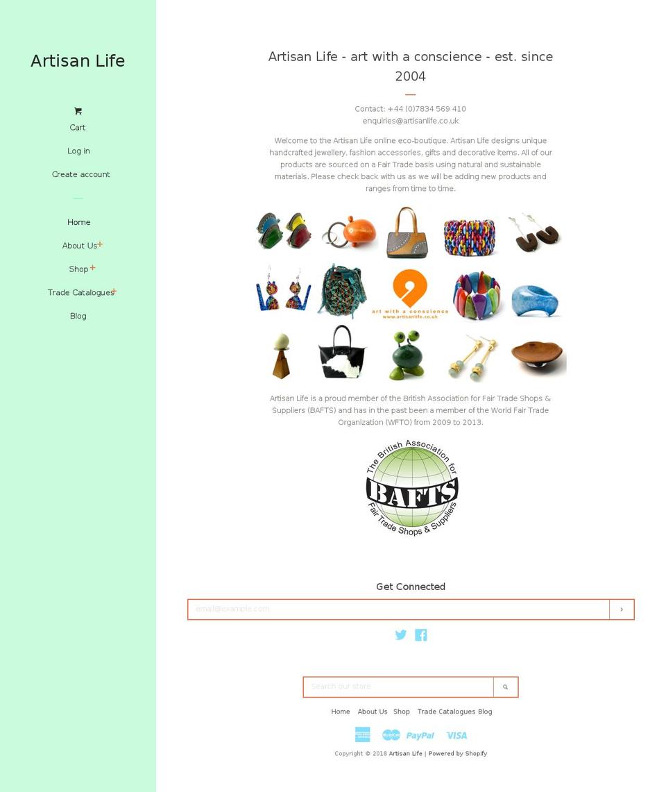 artisanlife.co.uk shopify website screenshot