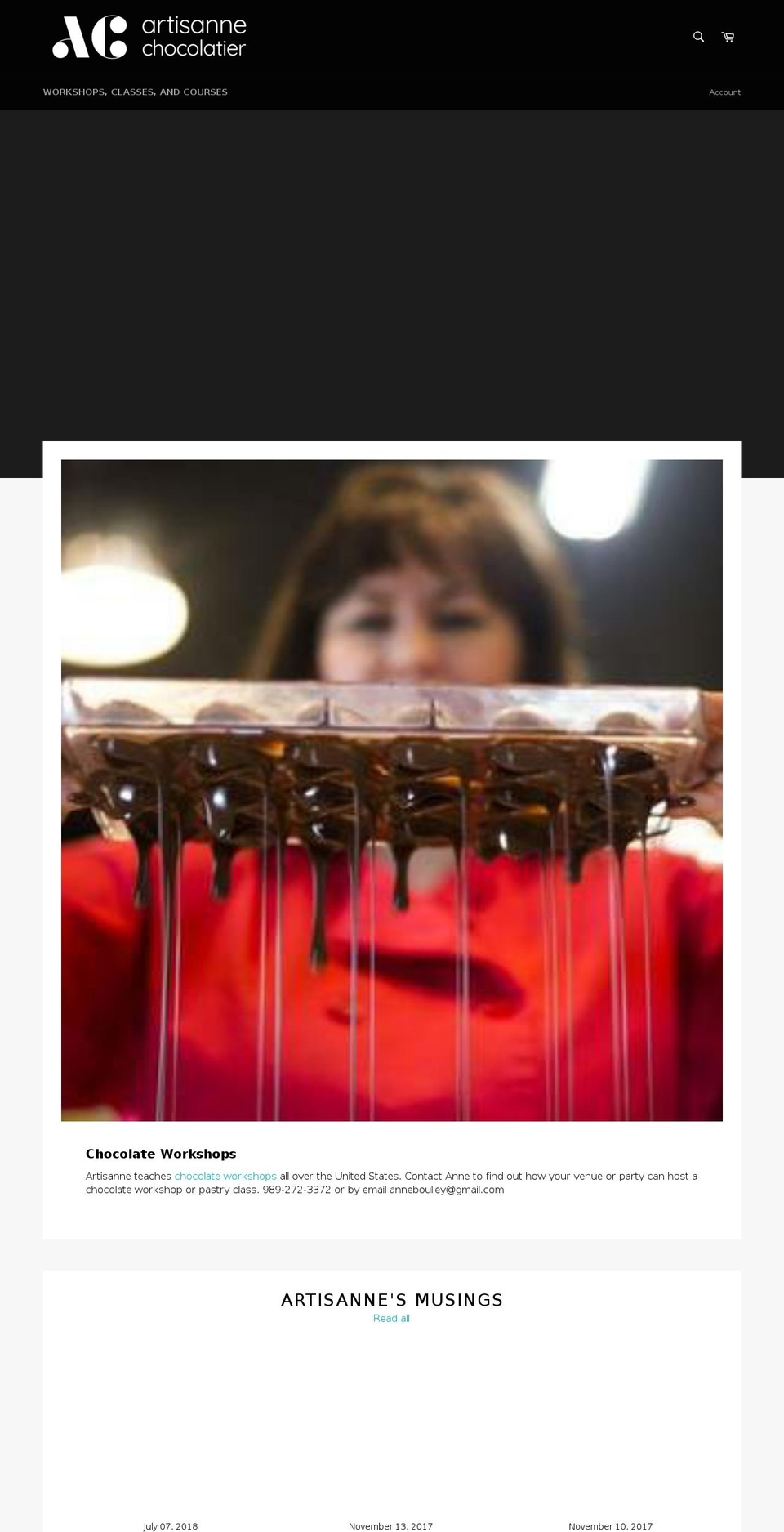 artisannechocolatier.com shopify website screenshot
