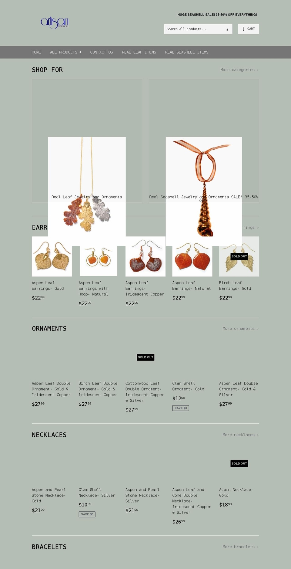 artisanoutlet.net shopify website screenshot