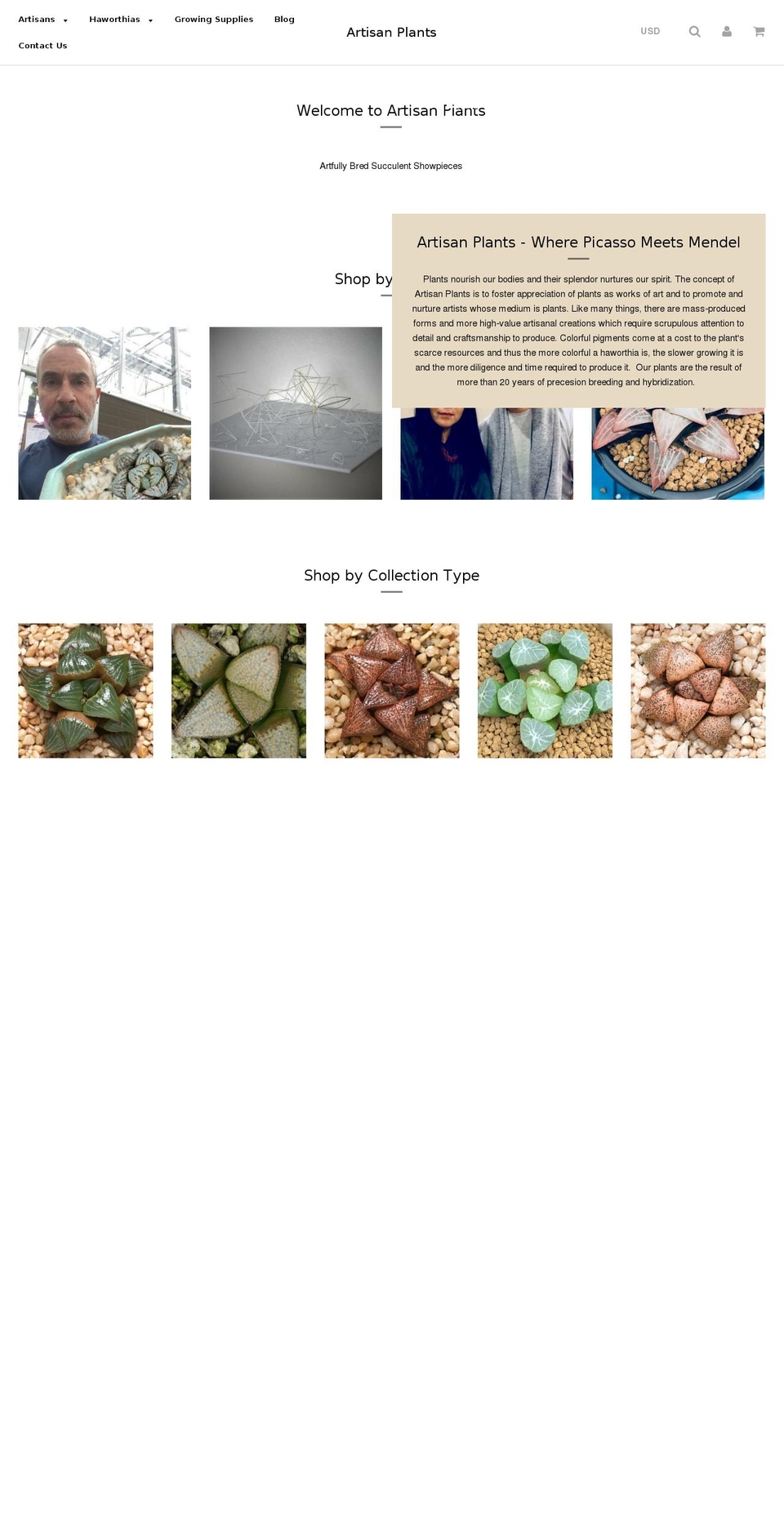 artisanplants.com shopify website screenshot