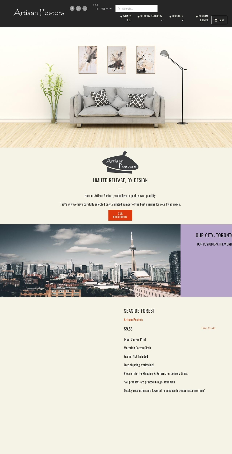 artisanposters.com — Shopify storefront screenshot