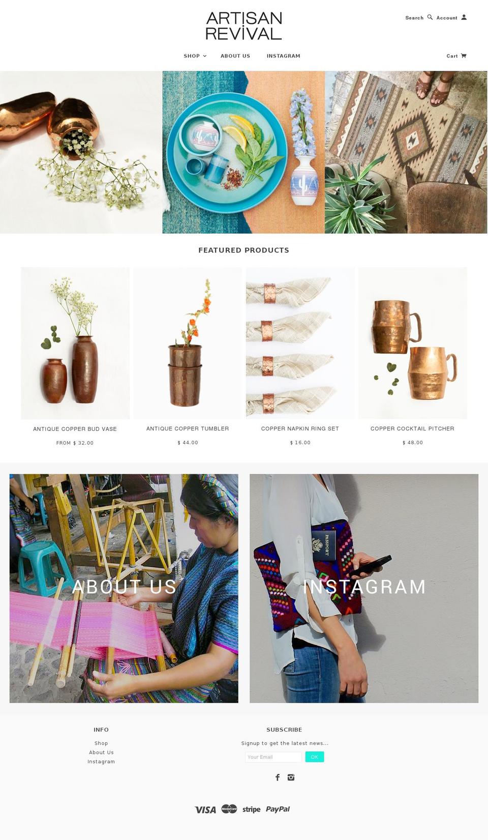 artisanrevival.net shopify website screenshot
