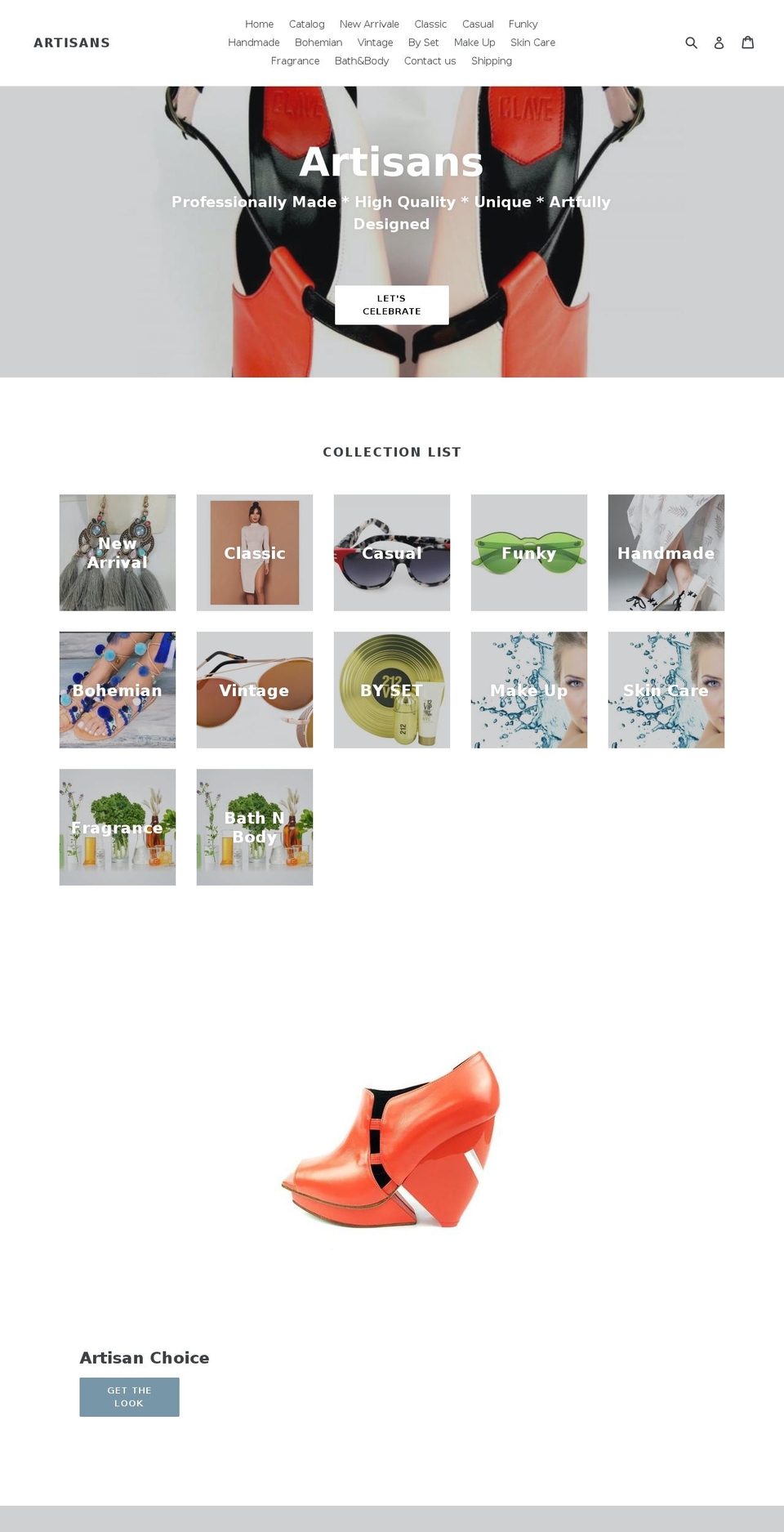 artisansbrand.com — Shopify storefront screenshot