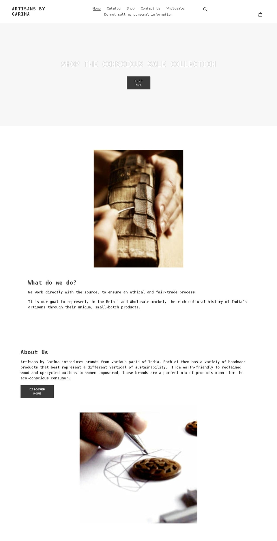 artisansbygarima.com shopify website screenshot