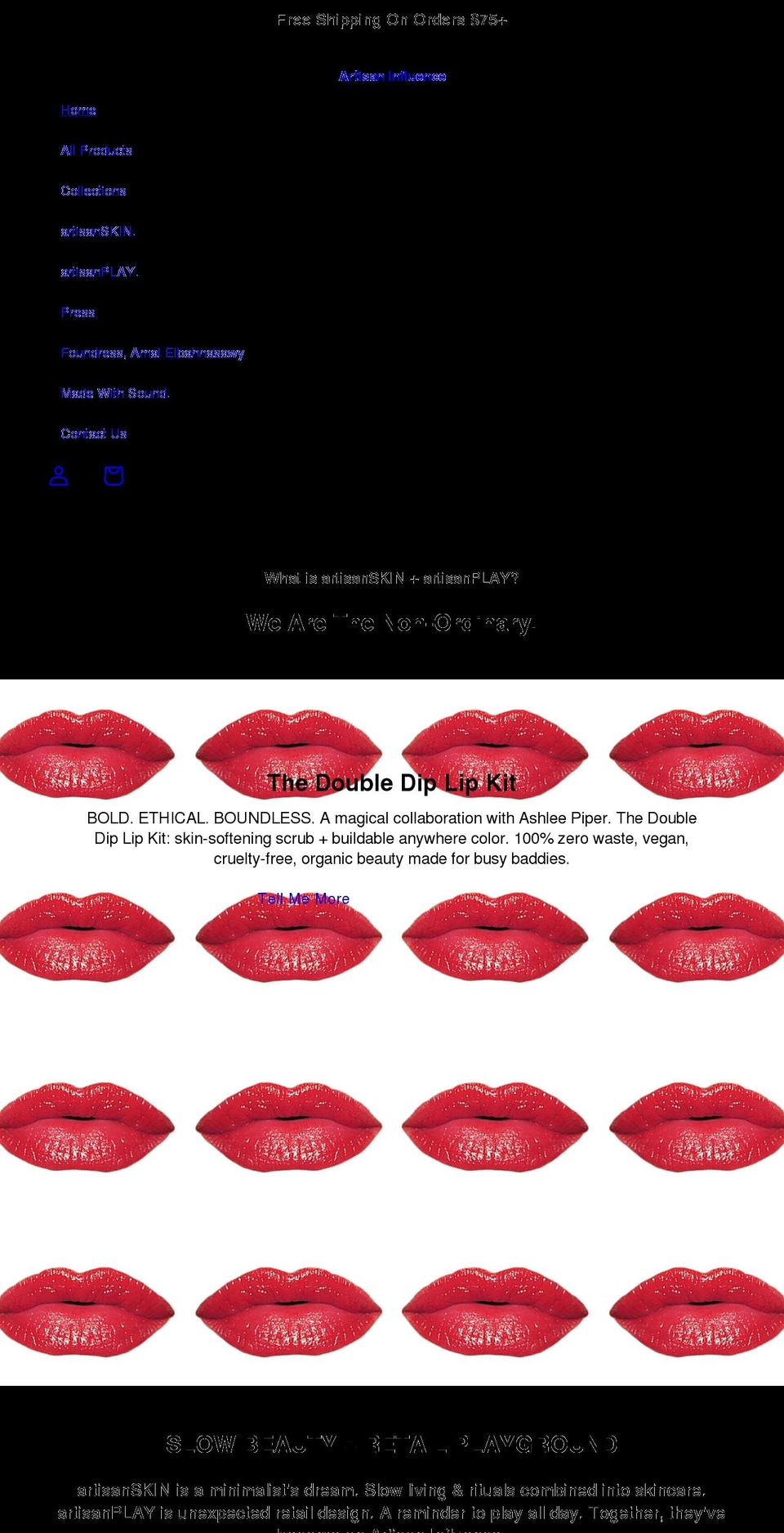 artisanskinofficial.com shopify website screenshot