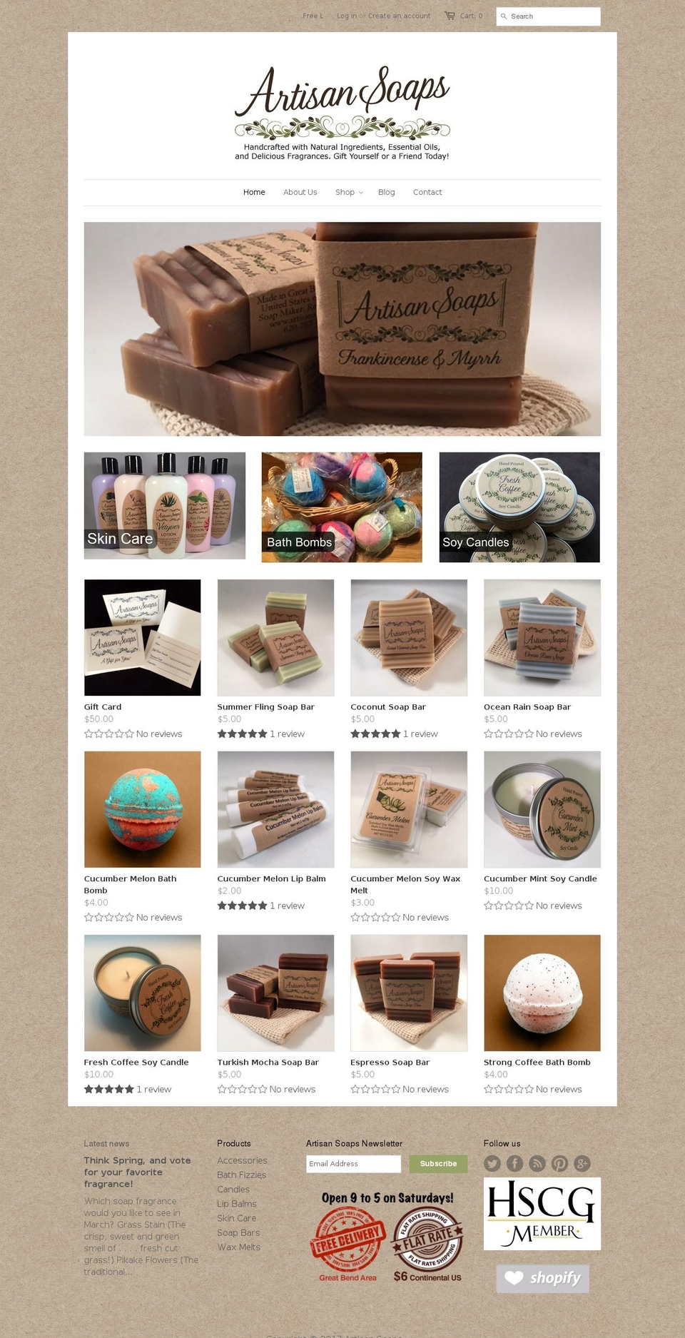 artisansoaps.info shopify website screenshot