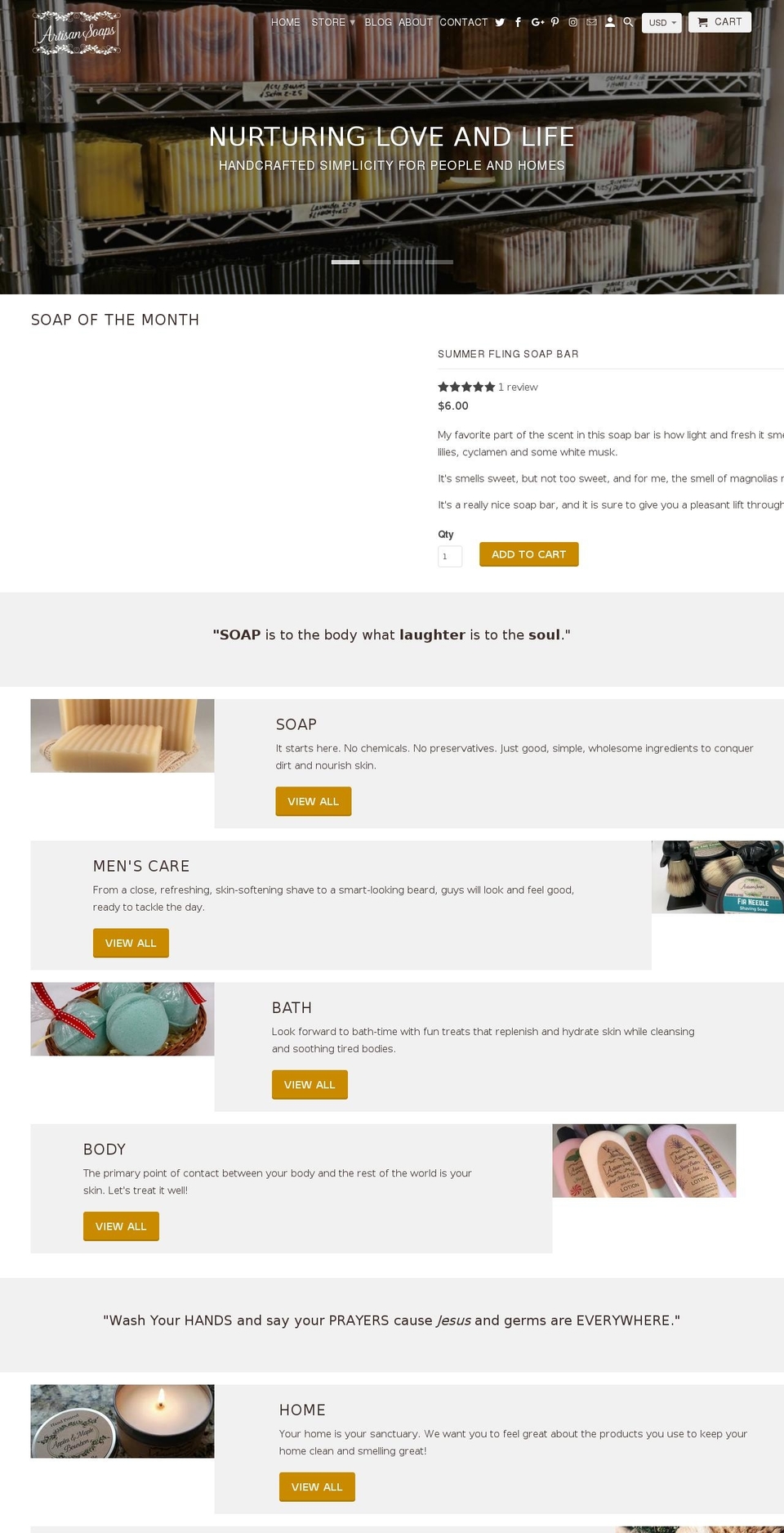 artisansoaps.us shopify website screenshot