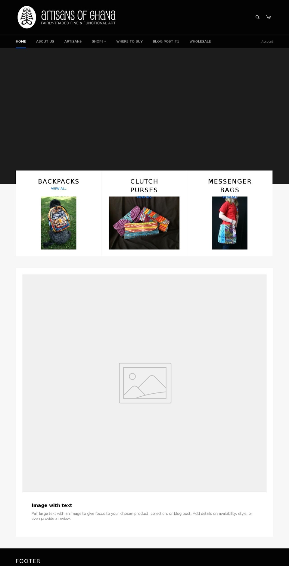 artisansofghana.mobi shopify website screenshot