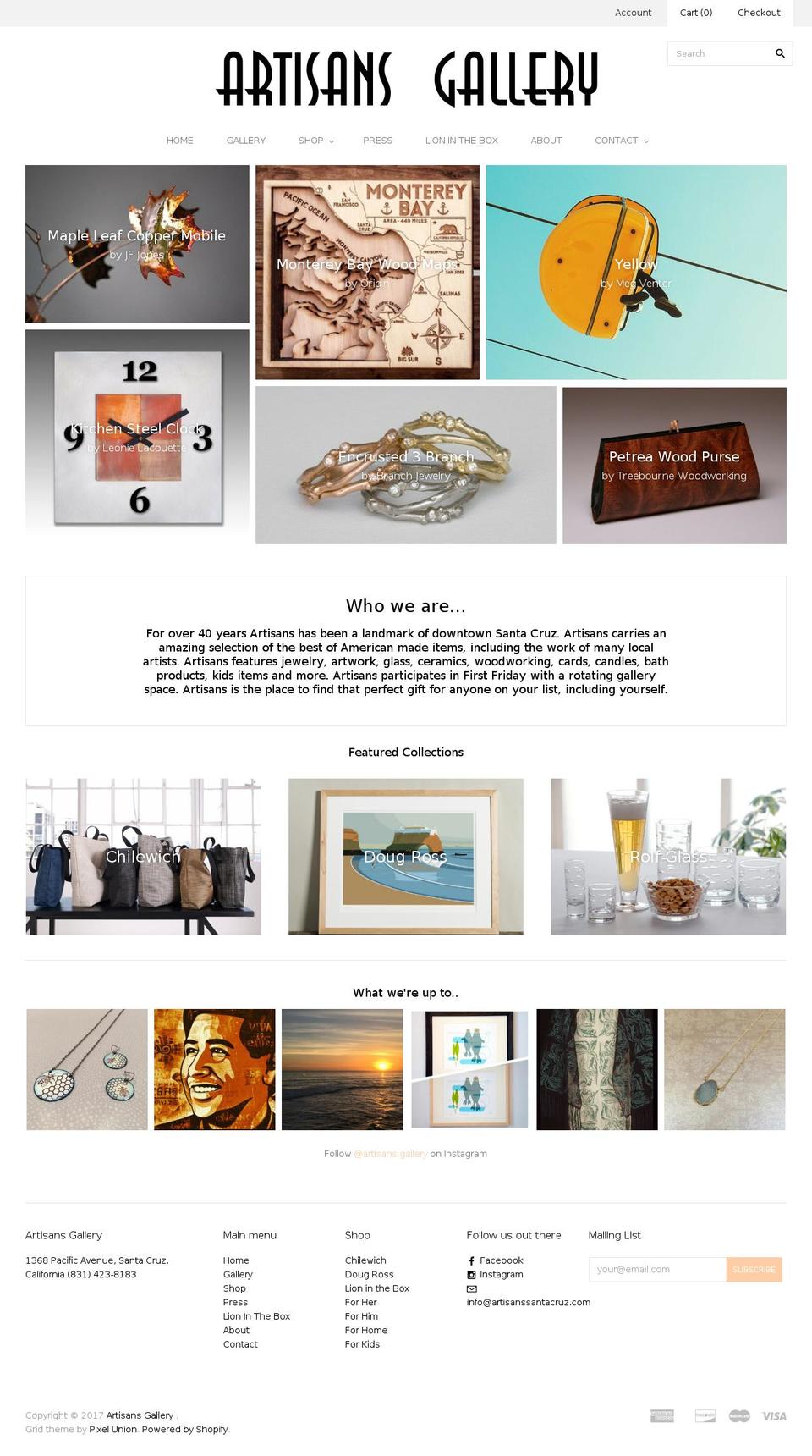 artisanssantacruz.com shopify website screenshot