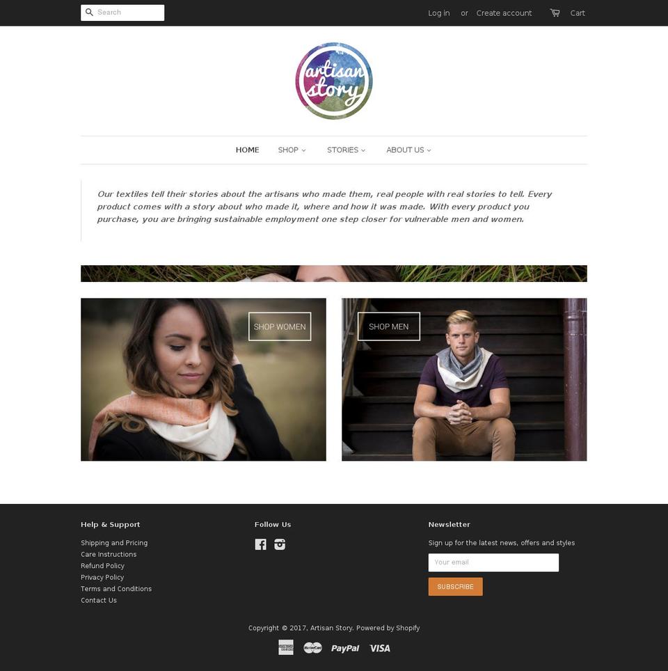 artisanstory.com shopify website screenshot