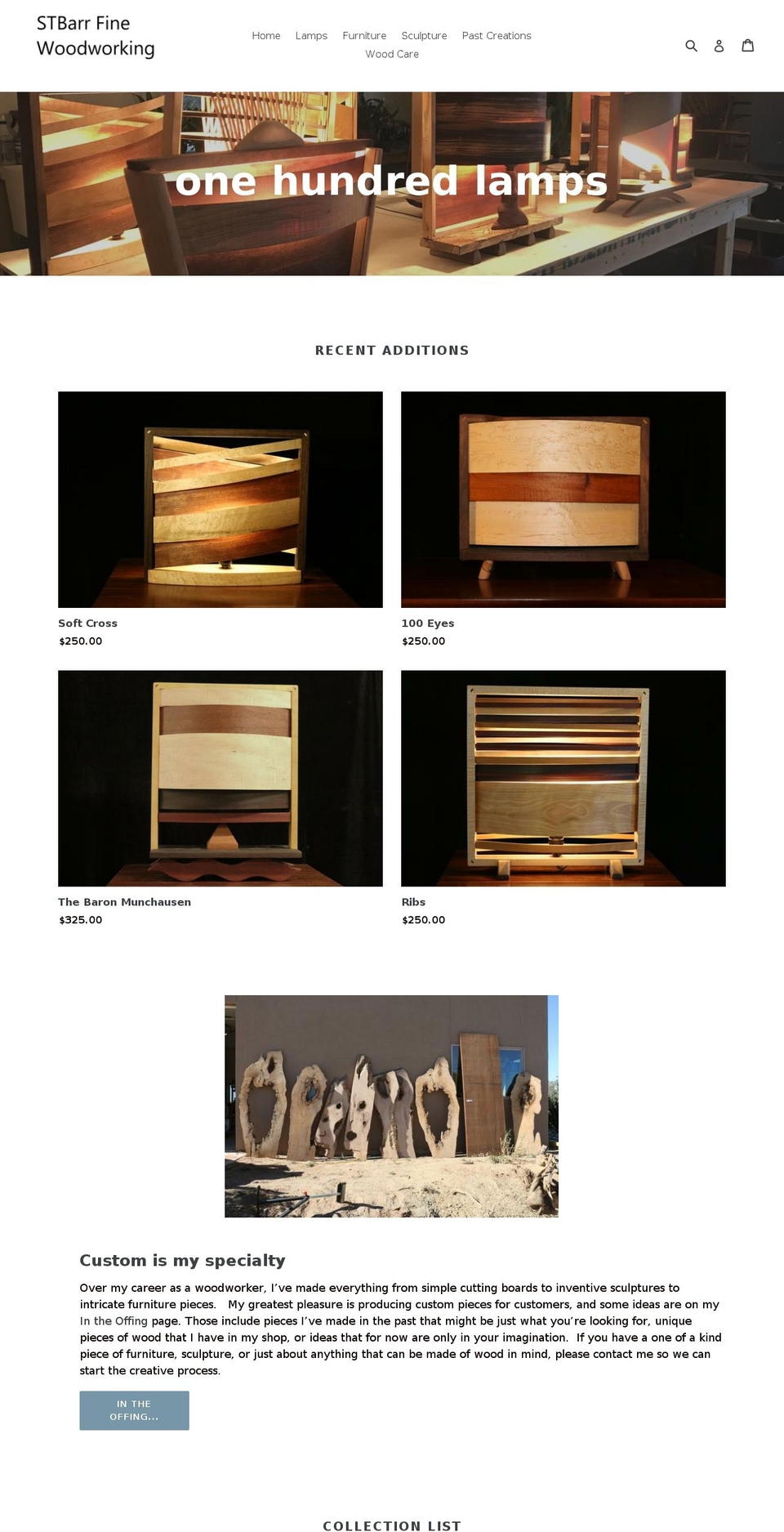 artisanwoodenlamps.com — Shopify storefront screenshot