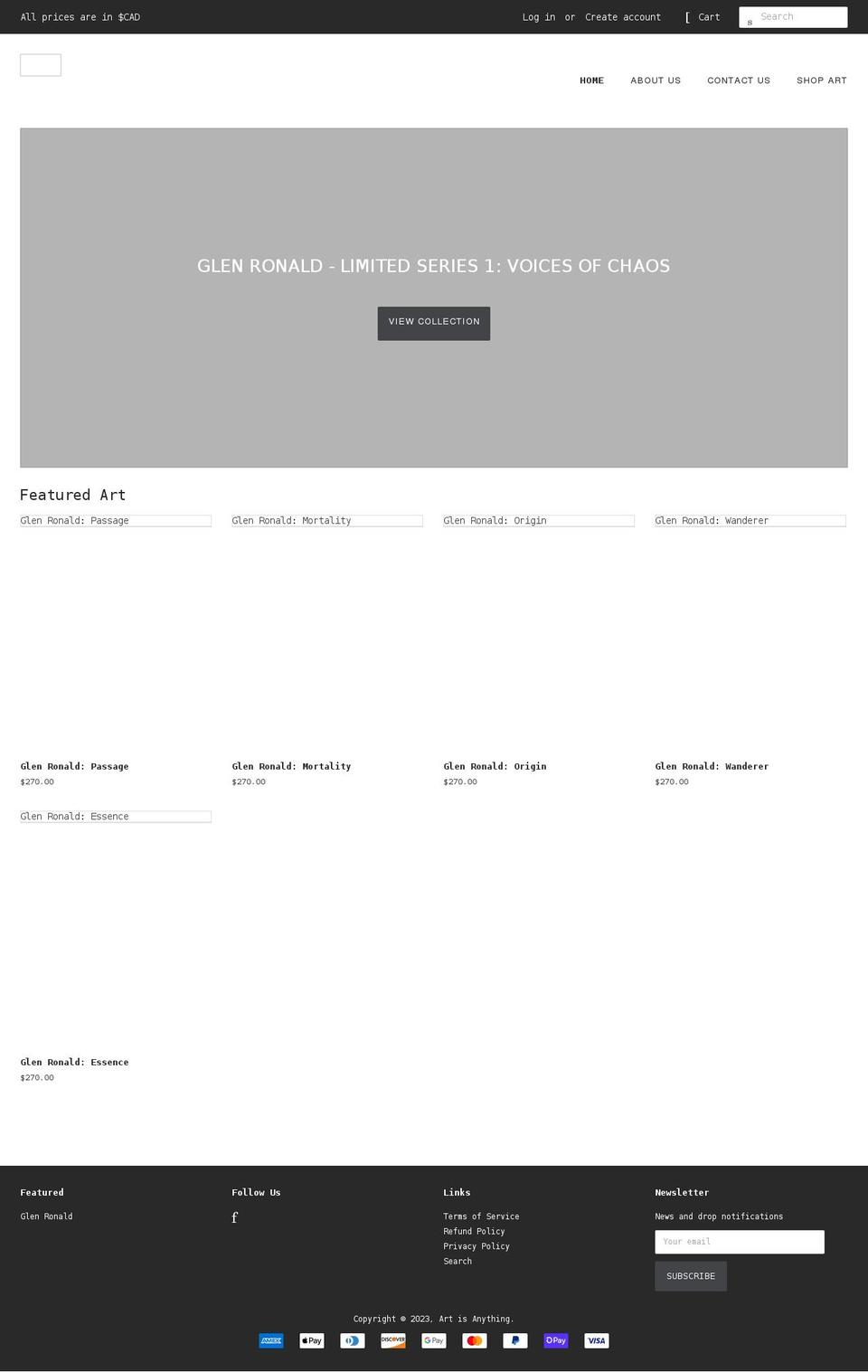 artisanything.com shopify website screenshot